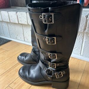 Black Buckle Tall Boots